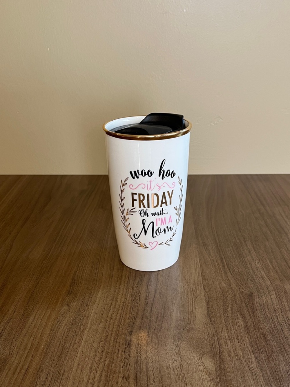 Mary Square Ceramic Coffee Tea Travel Mug Woo Hoo It’s Friday Oh Wait I’m A Mom